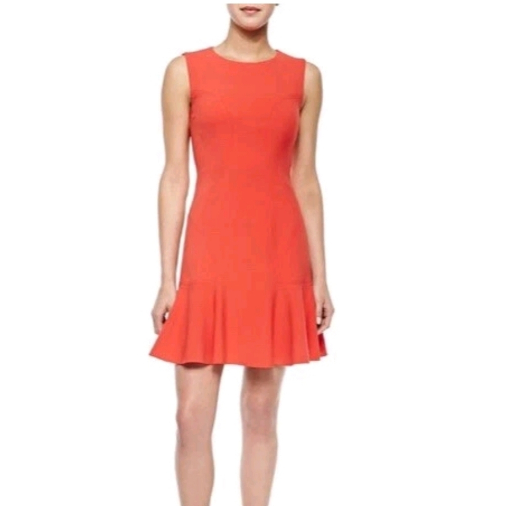 Diane Von Furstenberg Vibrant Orange Coral Red Jaelyn Flare Jaelyn Dress Size 8